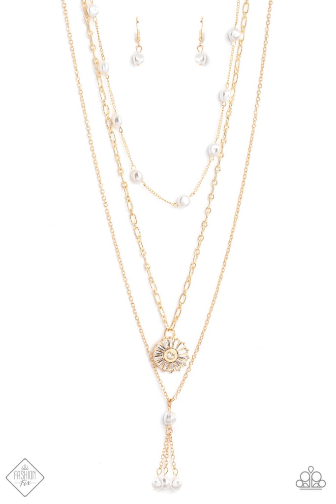 Layered Pearls Jewelry Set Crystals - Gold - Fashion Fix - London Haute