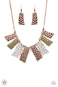 A Fan of the Tribe - Multi Color Mixed Metal Hammered Silver, Brass and Copper Necklace