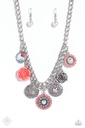 Flower Charm Necklace Orange Rose Medallion Jewelry - Garden Grace