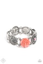 Flower Stretch Bracelet - Orange and Silver - Optimistic Oasis