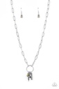 Bird Necklace - Silver Paperclip Chain and Yellow Gem - Inspired Songbird