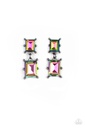 Multi Color Oil Spil Gunmetal Dangle Post Earrings - Cosmic Queen