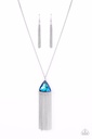 Proudly Prismatic - Iridescent Blue Fringe Necklace