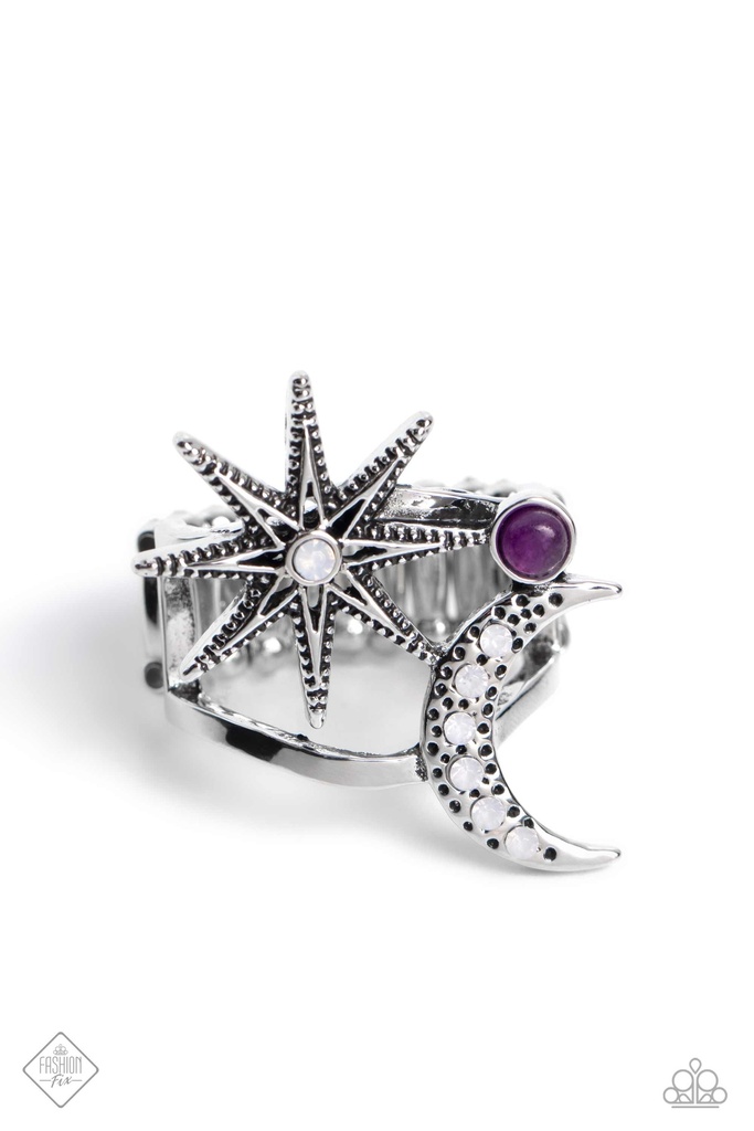 Sun and Moon Jewelry Set in Silver with Amethyst and Opalescent Crystals - Fashion Fix - Talented Explorer