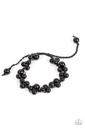 Beaded Black Bracelet with Sliding Knot - Vintage Versatility