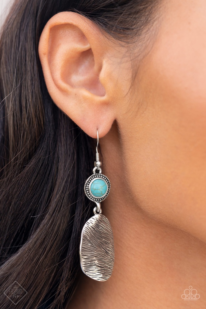 Textured Silver and Turquoise Jewelry Set Set