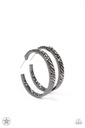 Black Hoop Earrings with Hematite and Gunmetal  - GLITZY By Association