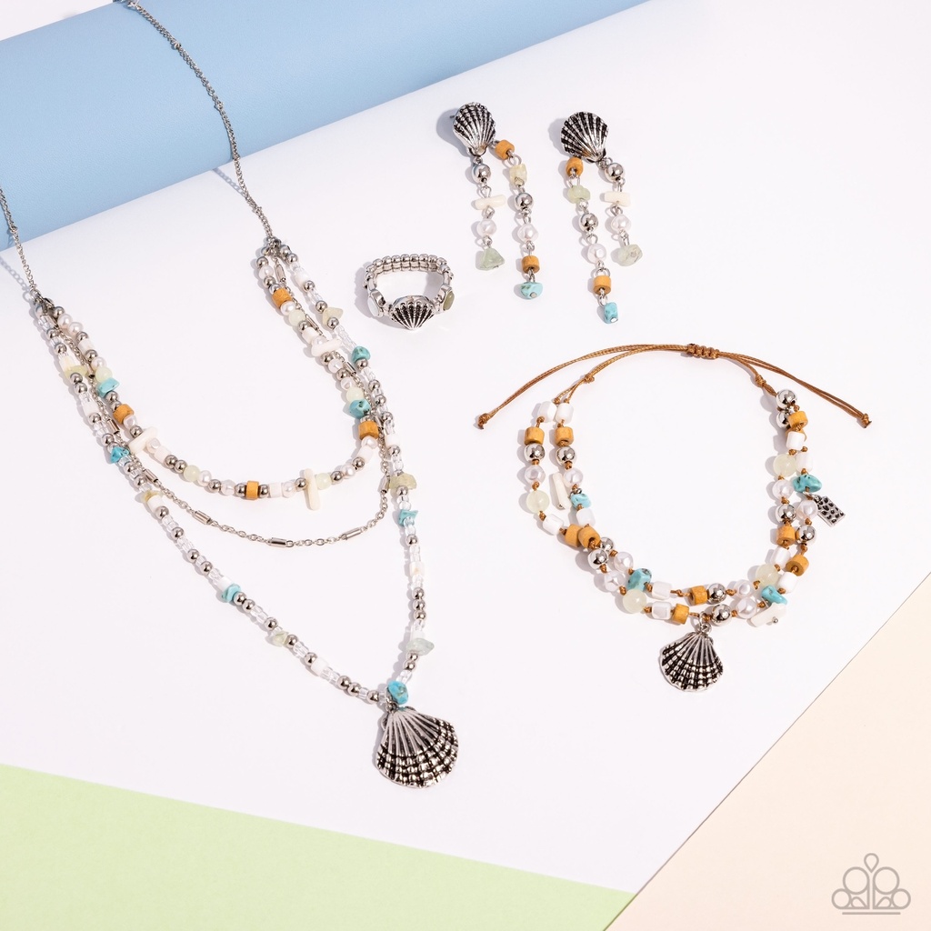 Turquoise, Jade Layered Shell Jewelry Set with Baroque Pearls and Seed Beads - Fashion Fix - Coastline