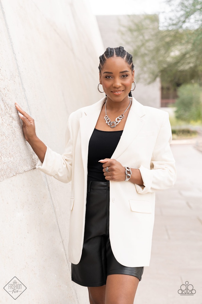 Silver Links and Hematite Jewelry Set - Fashion Fix