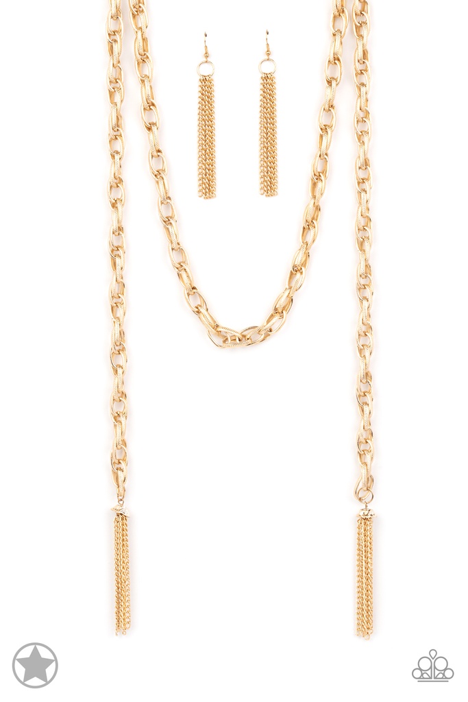 SCARFed for Attention - Gold Metal Scarf Necklace