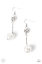 Dangle Pearl Earrings with Crystal in Silver - Nautical Nostalgia