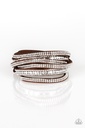 Wrap Bracelet with Crystals and Brown Suede - Rock Star Attitude