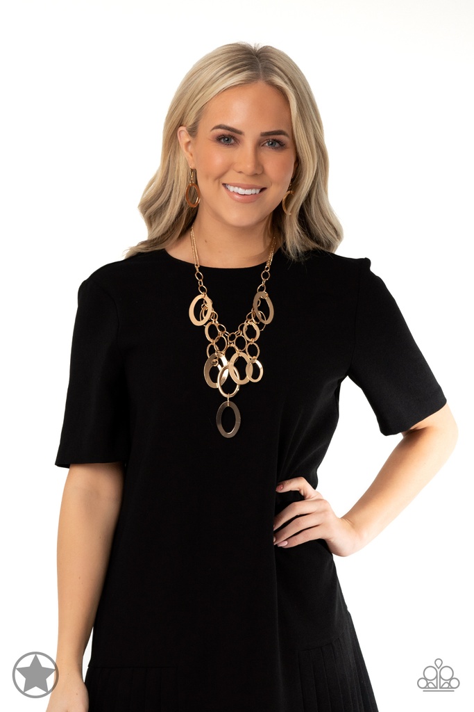 Statement Necklace with Gold Links - A Golden Spell
