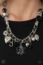 Charmed, I Am Sure - Black Silver Charms Inspirational  Luke Necklace
