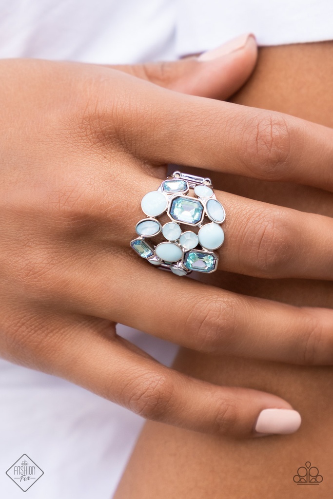 Enamel Jewelry Set with Crystals - Fashion Fix - Pastel Blue Dazzle
