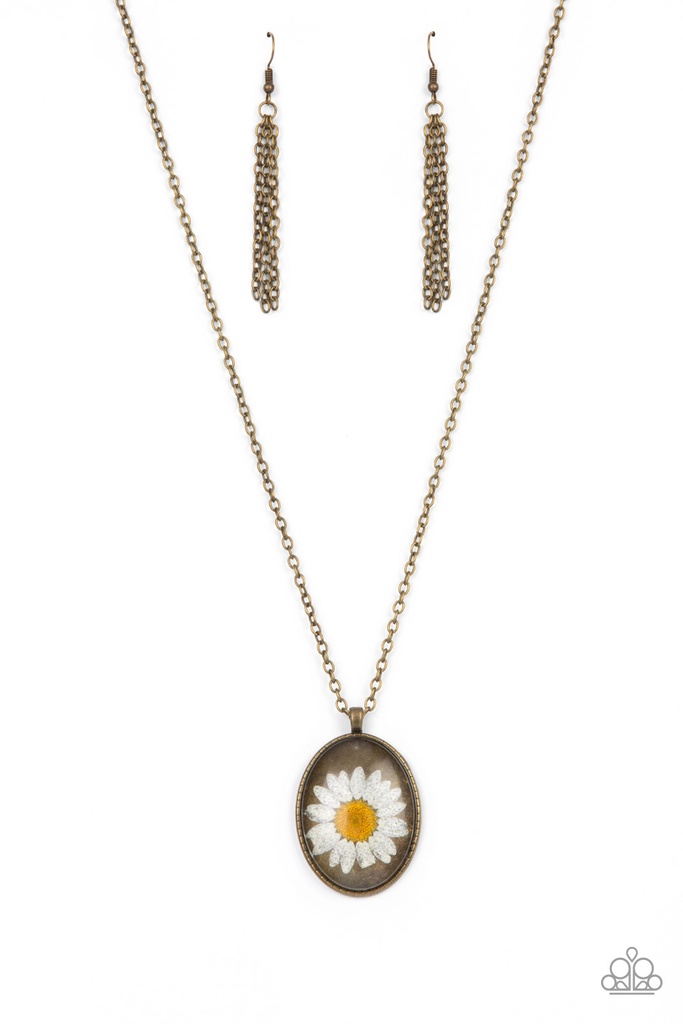 Daisy Necklace Pendant in Brass - Prairie Passion