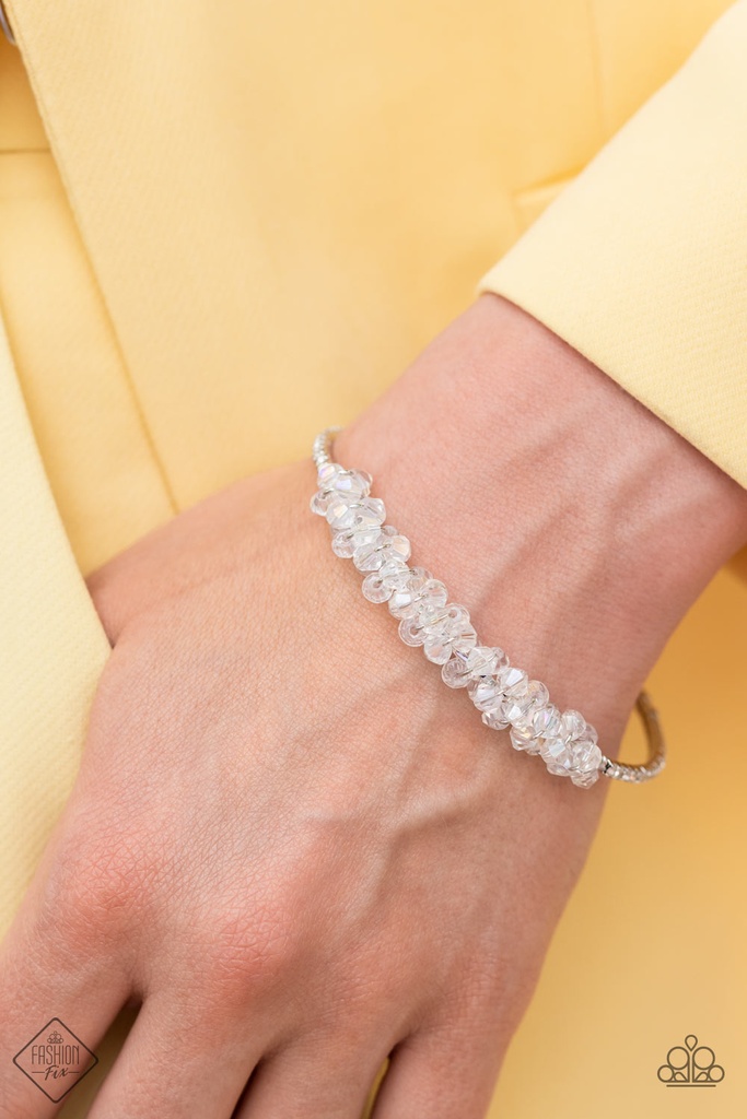 Silver Jewelry Set with Crystals and Clear Beads - Bubble