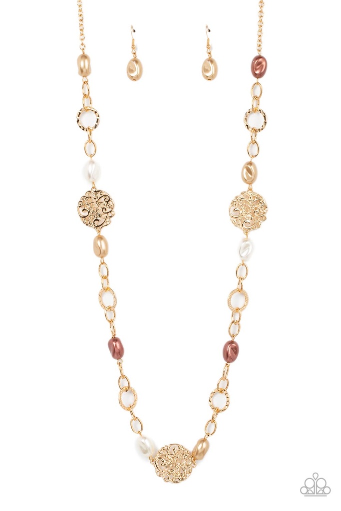 Gold Pearl Necklace - Social Soiree