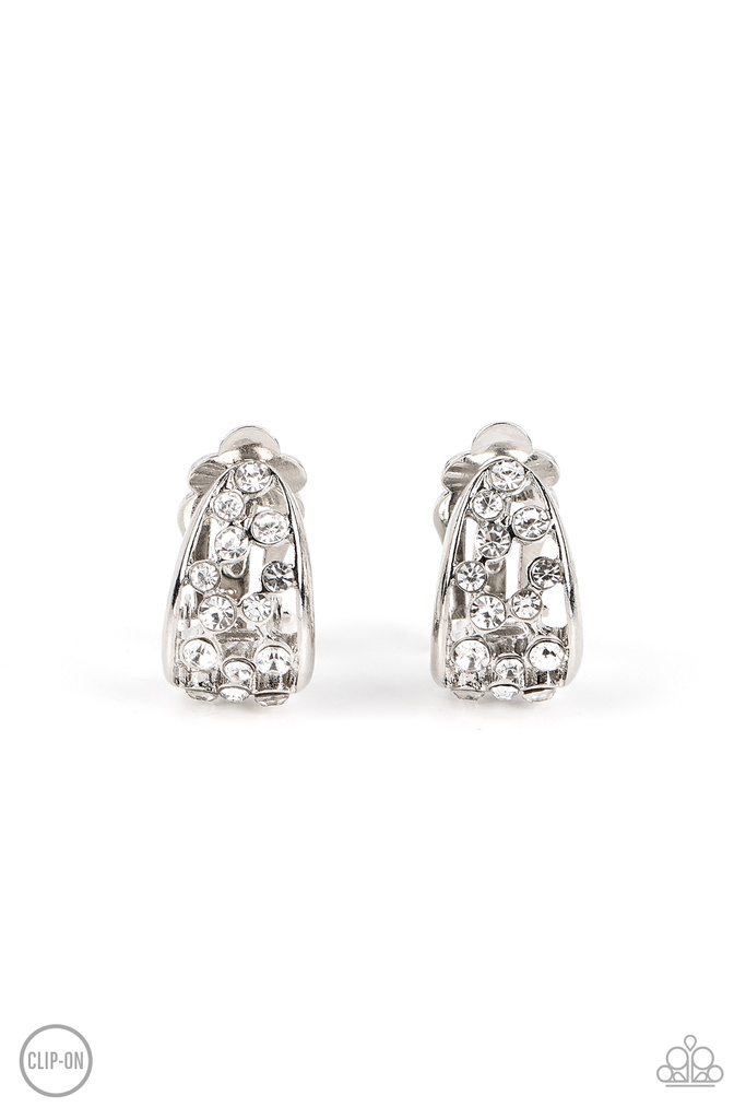 Clip-On Hoop Earrings Silver with Crystals - Extra Effervescent