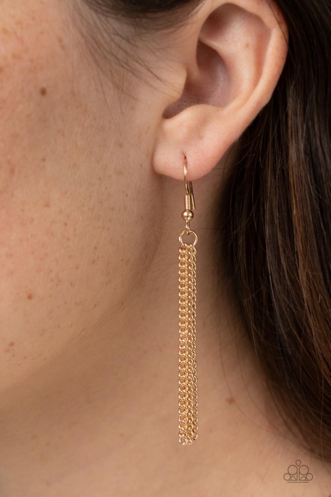 Undauntingly Urban - Gold Chains and Delicate Crystals Layered Necklace