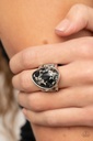 Stretch Ring Marble Black and Silver Adjustable Band - Earth Hearth