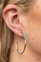 Seed Bead Hoop Earrings Brass, Turquoise and Brown - Joshua Tree Tourist