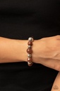 Brown Bracelet with Beads in Silver - Stretch - Tonal Takeover