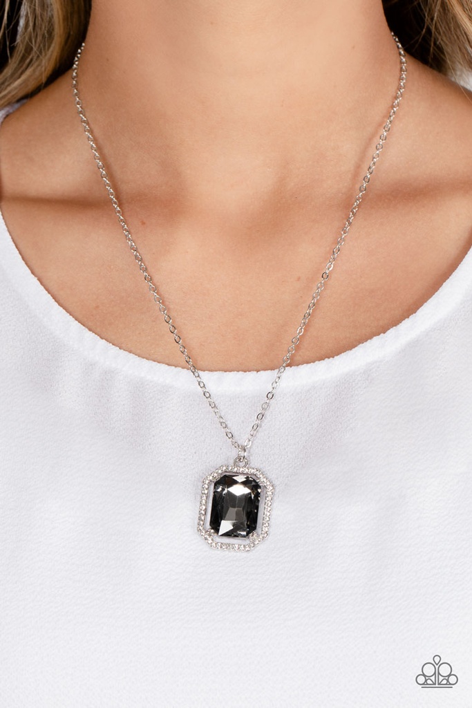 Smoky Gem Elegant Necklace with Crystals and Silver Chain - Galloping Gala