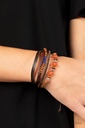 Brown Leather Bracelet with Cording and Stone Urban Style - Public In-QUARRY