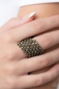 Brass Aurum Stretch Ring with Adjustable Ring Band - Slanted Smolder