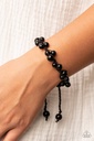 Beaded Black Bracelet with Sliding Knot - Vintage Versatility