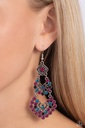 Long Crystal Earrings Multi Colored Chandelier Dangle in Silver Frame - All For The GLAM