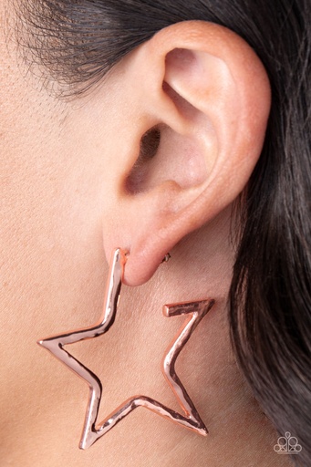 [161] Star Earrings Copper Hoops - All-Star Attitude