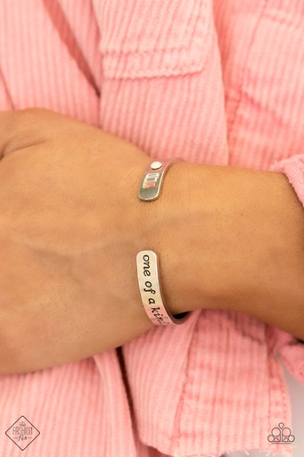 [172] Word Jewelry Cuff Bracelet in Silver and Crystals - One of a Kind Find