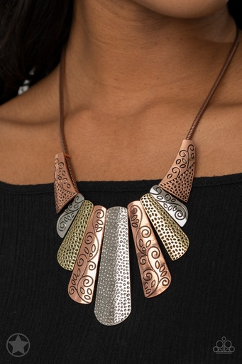 [184] Statement Necklace with Snake Chain Mixed Metal Jewelry - Untamed