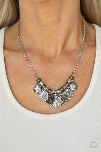 [205] Coin Necklace Mixed Metal Jewelry with Silver and Brass - To Coin A Phrase