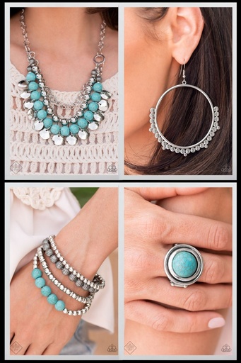 [225] Jewelry Set with Turquoise in Silver - Fashion Fix - Wild