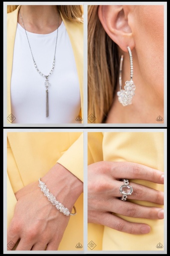 [239] Silver Jewelry Set with Crystals and Clear Beads - Fashion Fix - Bubble