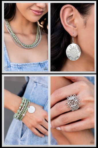 [258] Jewelry Set Green and Silver - Fashion Fix - Boardwalk Style
