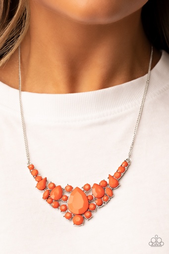 [398-N] Orange Necklace Teardrop Beads - Bali Ballroom