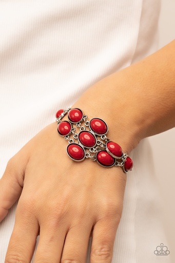 [212-B] Floral Red Bread Bracelet - Color Wheel Garden