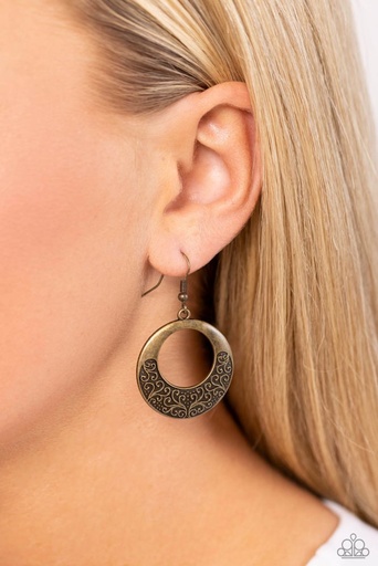 Brass Dangle Earrings with Vine Swirl Design Secret Vineyard Paparazzi